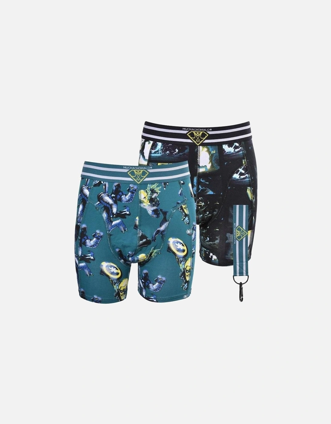 Boys 2-Pack Comic Strip Boxer Briefs, Green/Black, 9 of 8