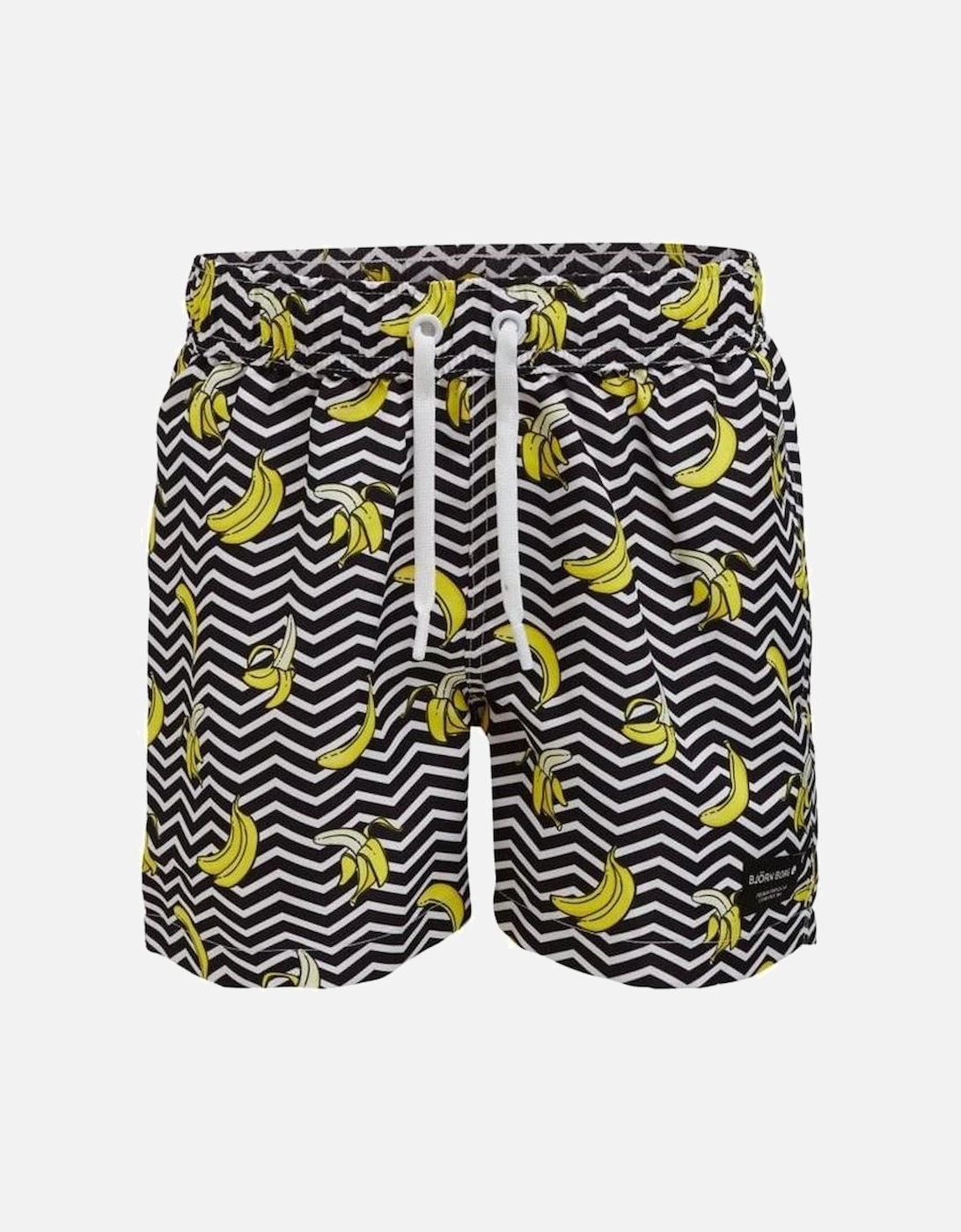 Banana Stripe Boys Swim Shorts, Black, 3 of 2