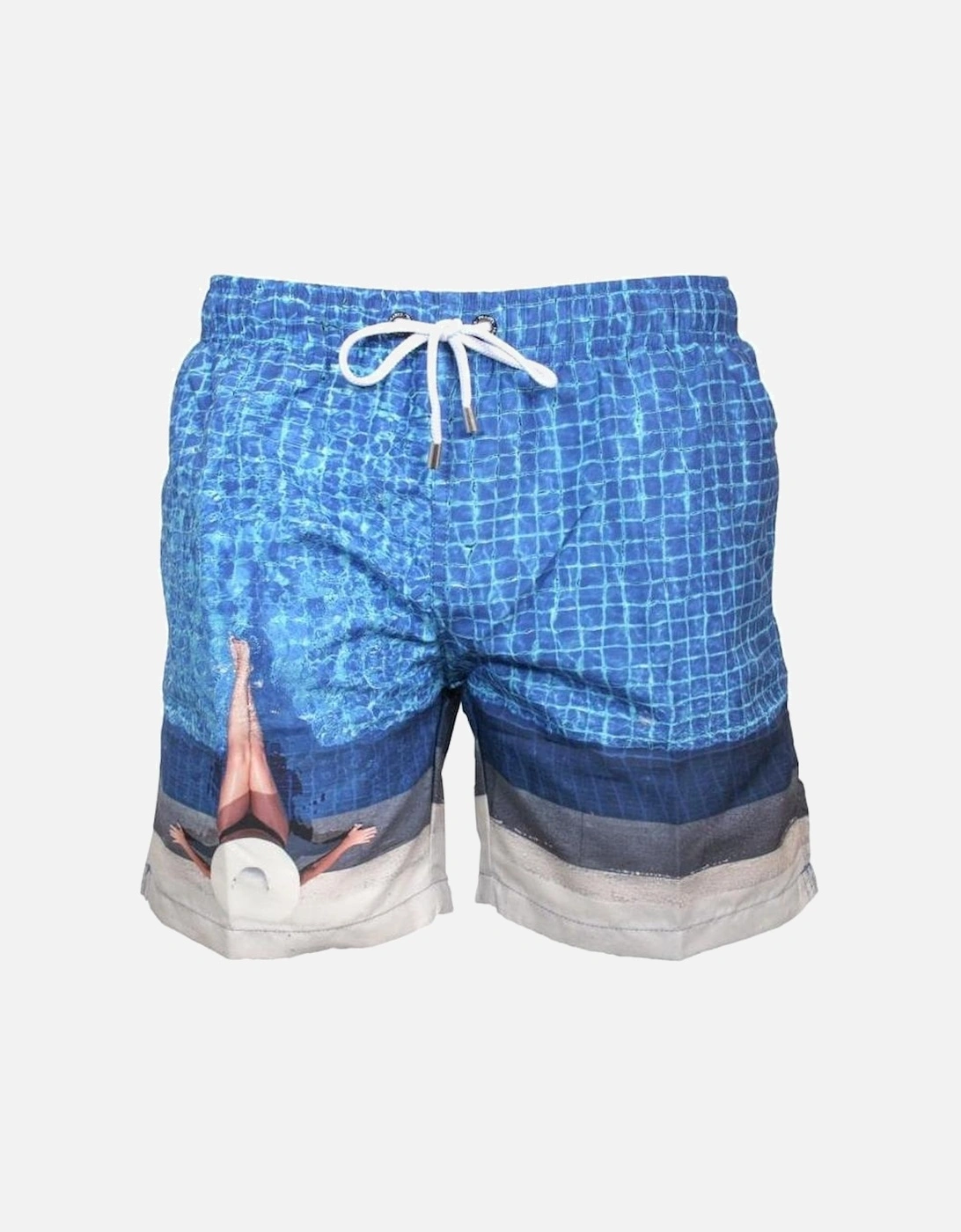 Santorini Pool Photographic Print Swim Shorts, Blue, 5 of 4