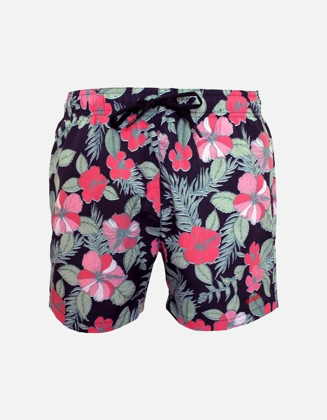 Hawaii Floral Print Swim Shorts, Black/Multi, 5 of 4