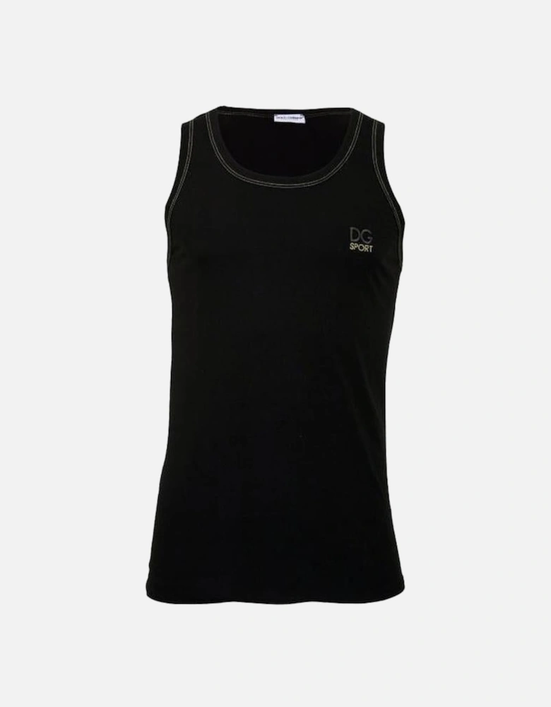 DG Sport Embroidery Pima Cotton Stretch Gym Vest, Black