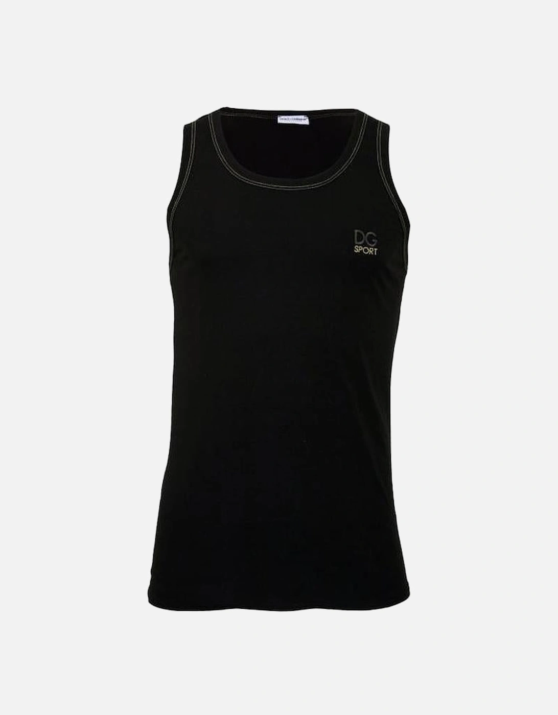 DG Sport Embroidery Pima Cotton Stretch Gym Vest, Black, 5 of 4