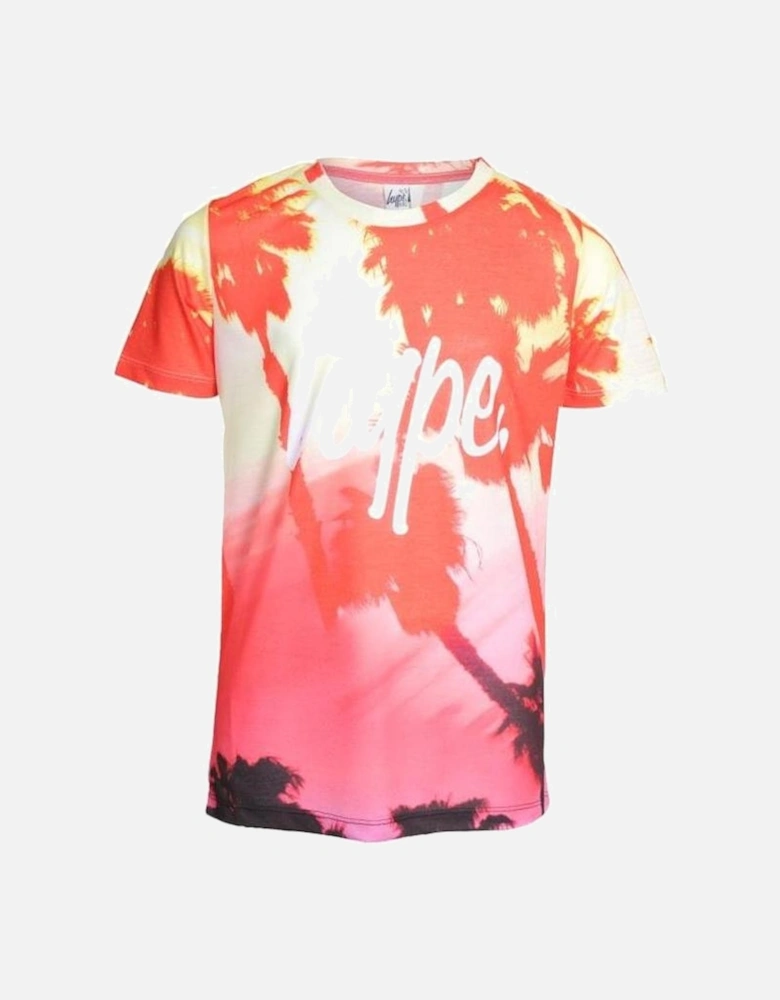 Boys Tropic Fade Crew-Neck T-Shirt, Orange/multi