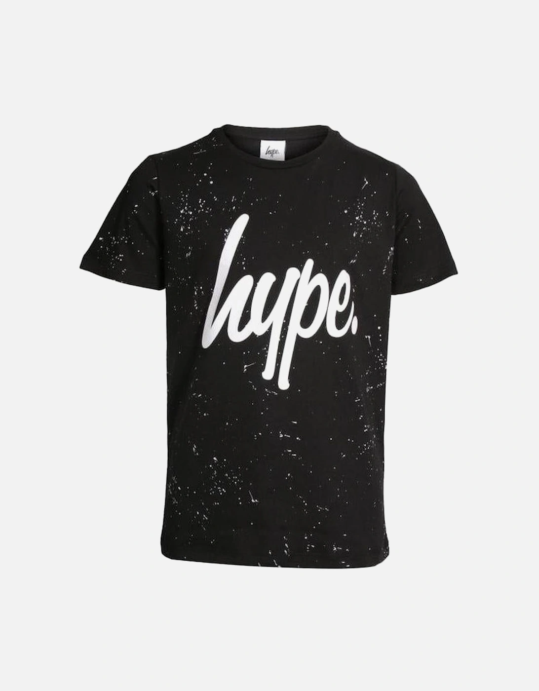 Boys Speckle Crew-Neck T-Shirt, Black/white, 4 of 3