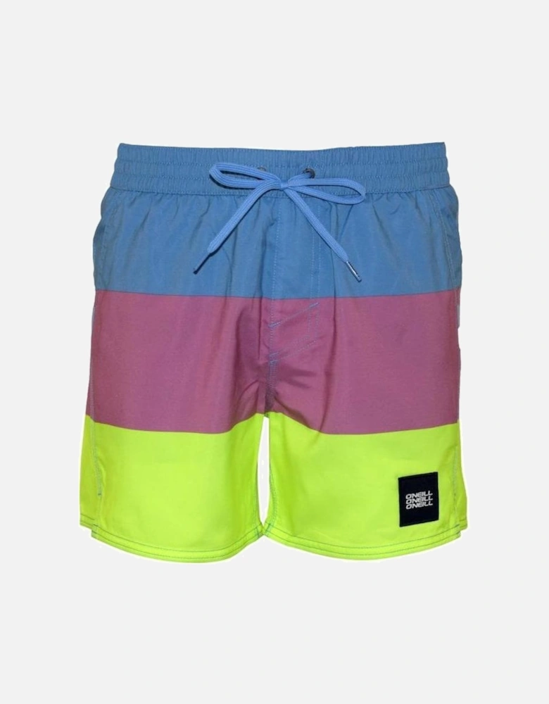 Vert Horizon Block Stripes Swim Shorts, Blue/pink
