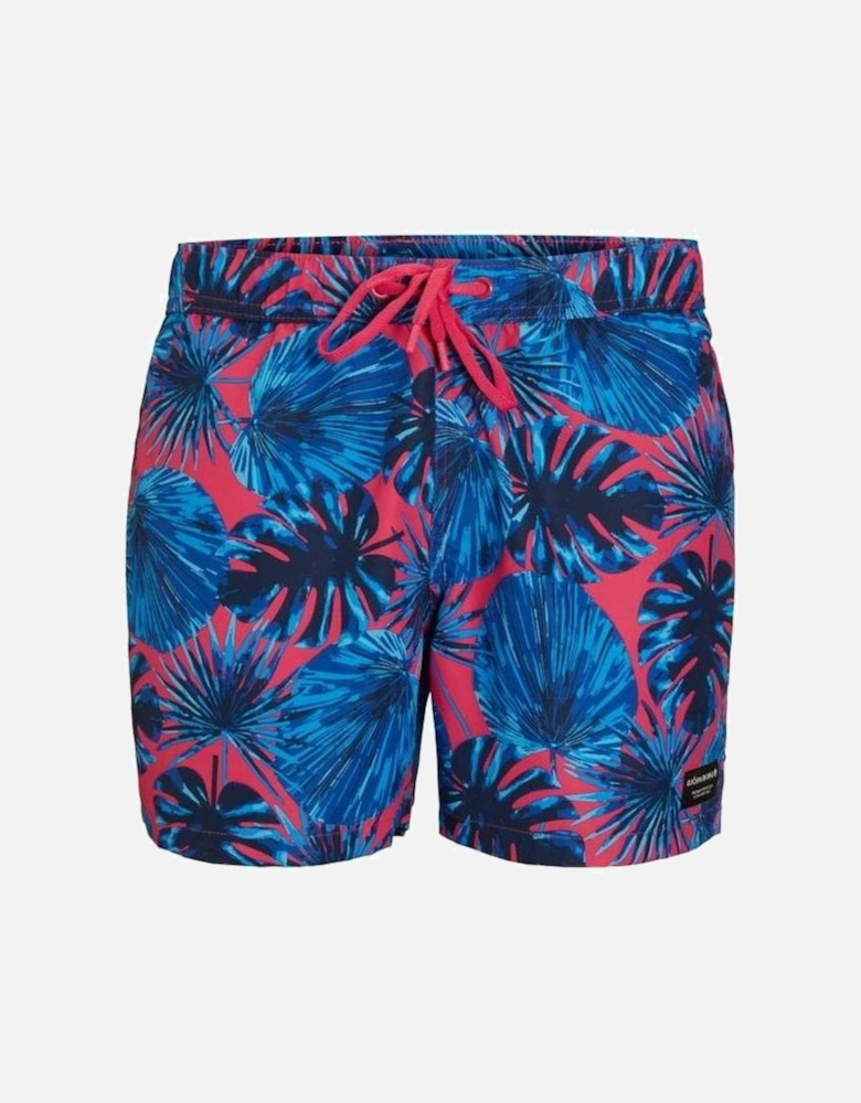 L.A. Garden Print Boys Swim Shorts, Blue/Purple