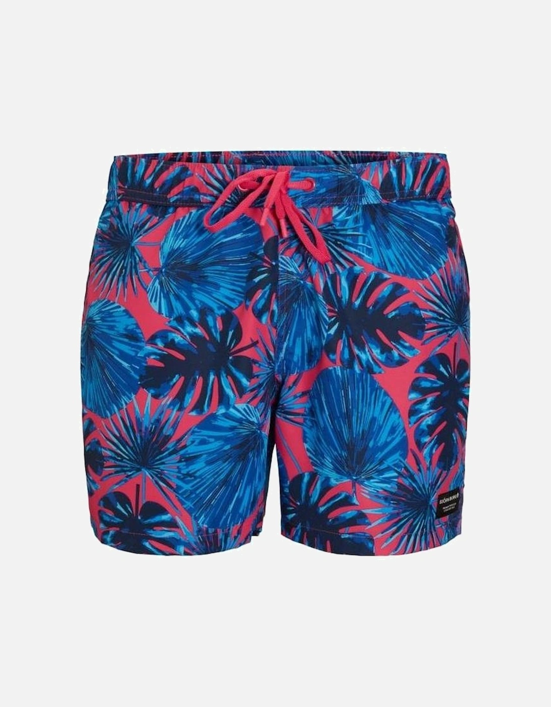 L.A. Garden Print Boys Swim Shorts, Blue/Purple, 3 of 2
