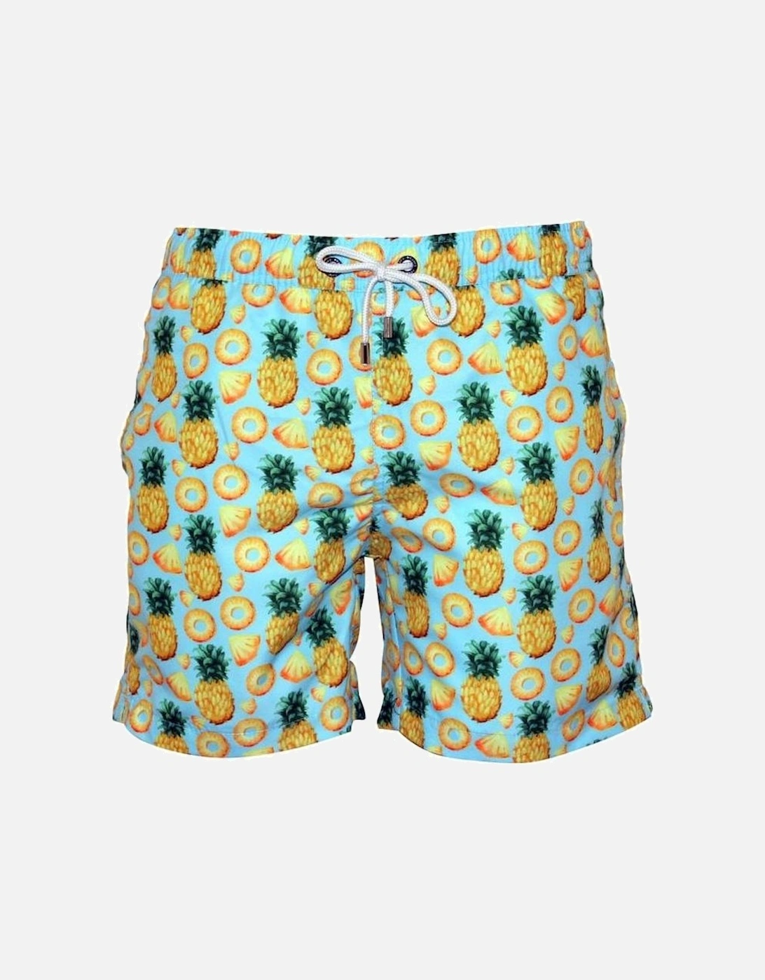 Pineapples Print Swim Shorts, Sky Blue, 8 of 7