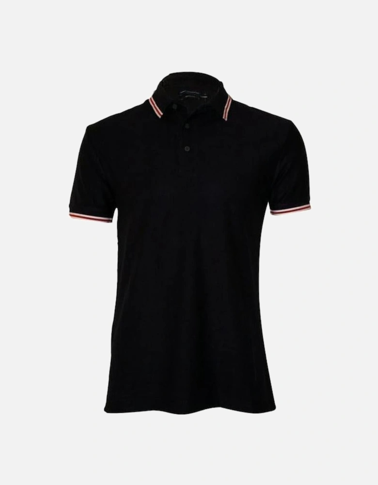 Textured Contrasting Stripe Polo Shirt, Navy