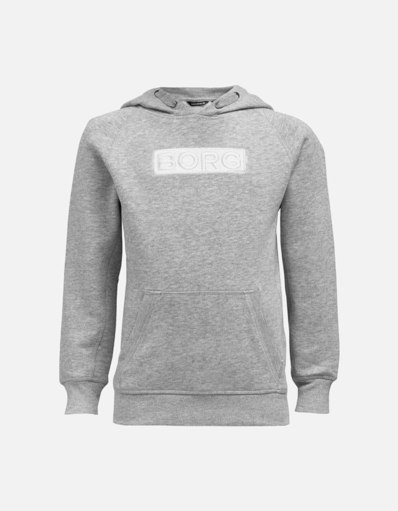 BORG Sport Logo Boys Hoodie, Light Grey Melange