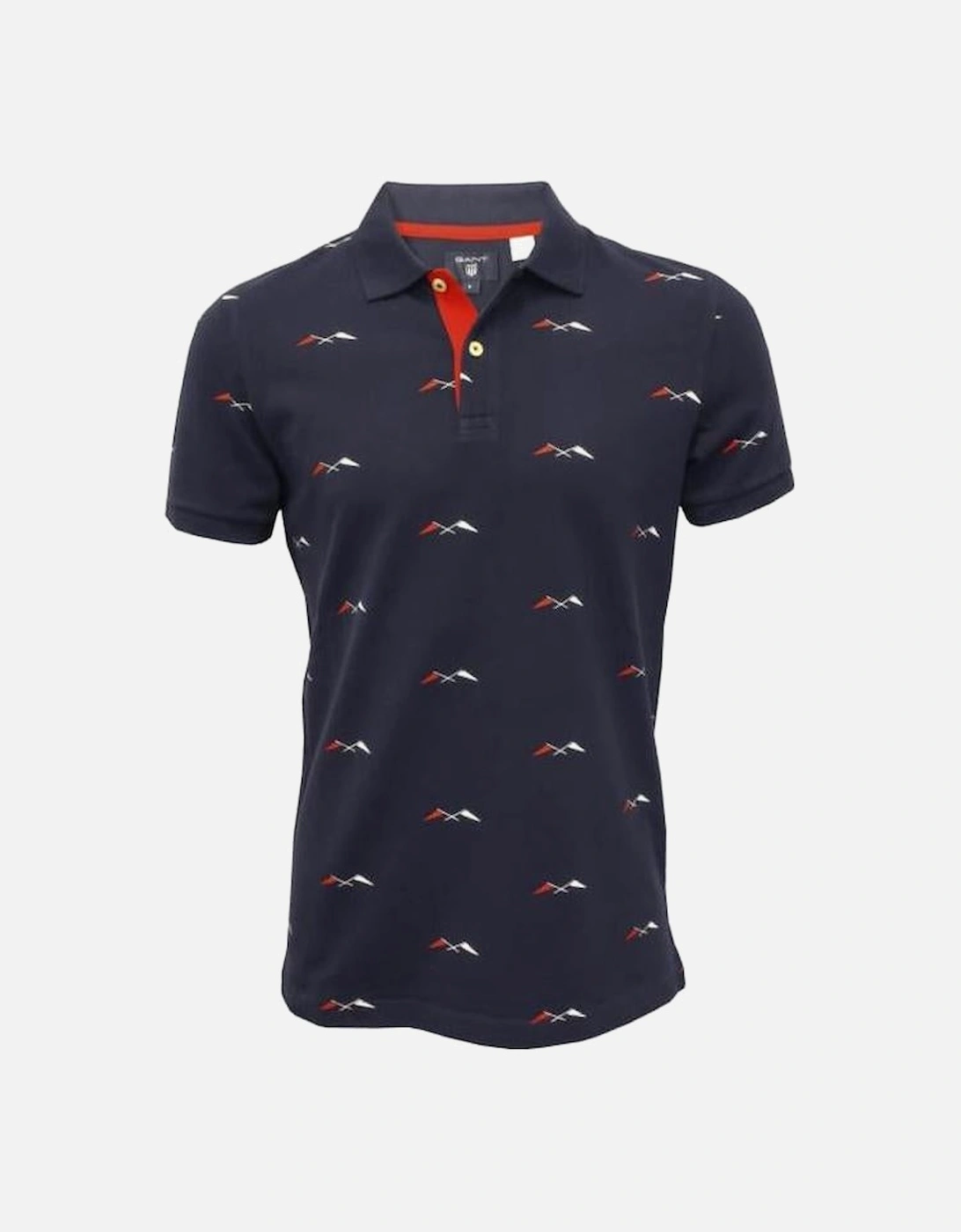 Allover Flags Print Polo Shirt, Navy, 3 of 2
