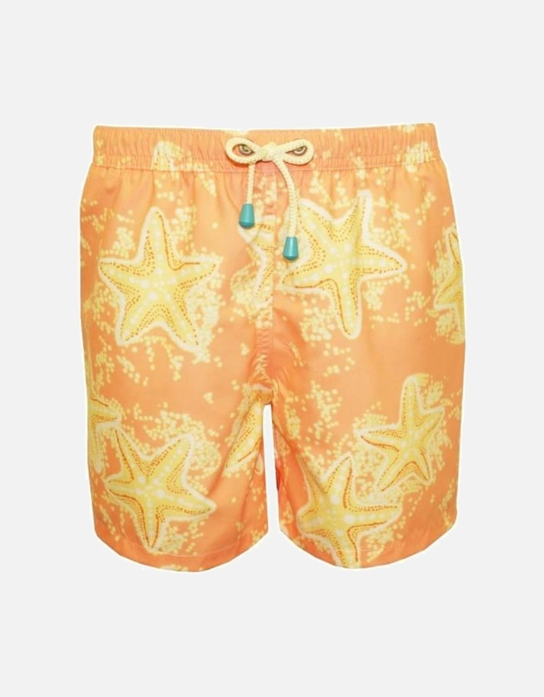 Old Skool Starfish Print Swim Shorts, Peach/lemon