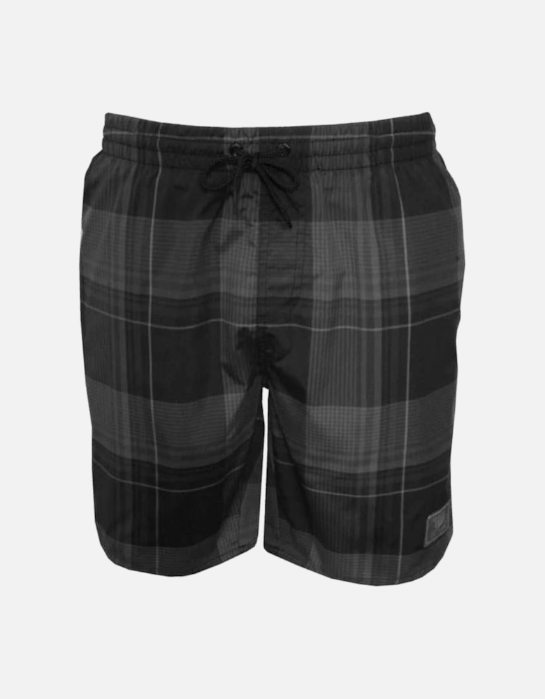 Fade Check Yarn Dyed Leisure 18" Swim Shorts, Black/Grey