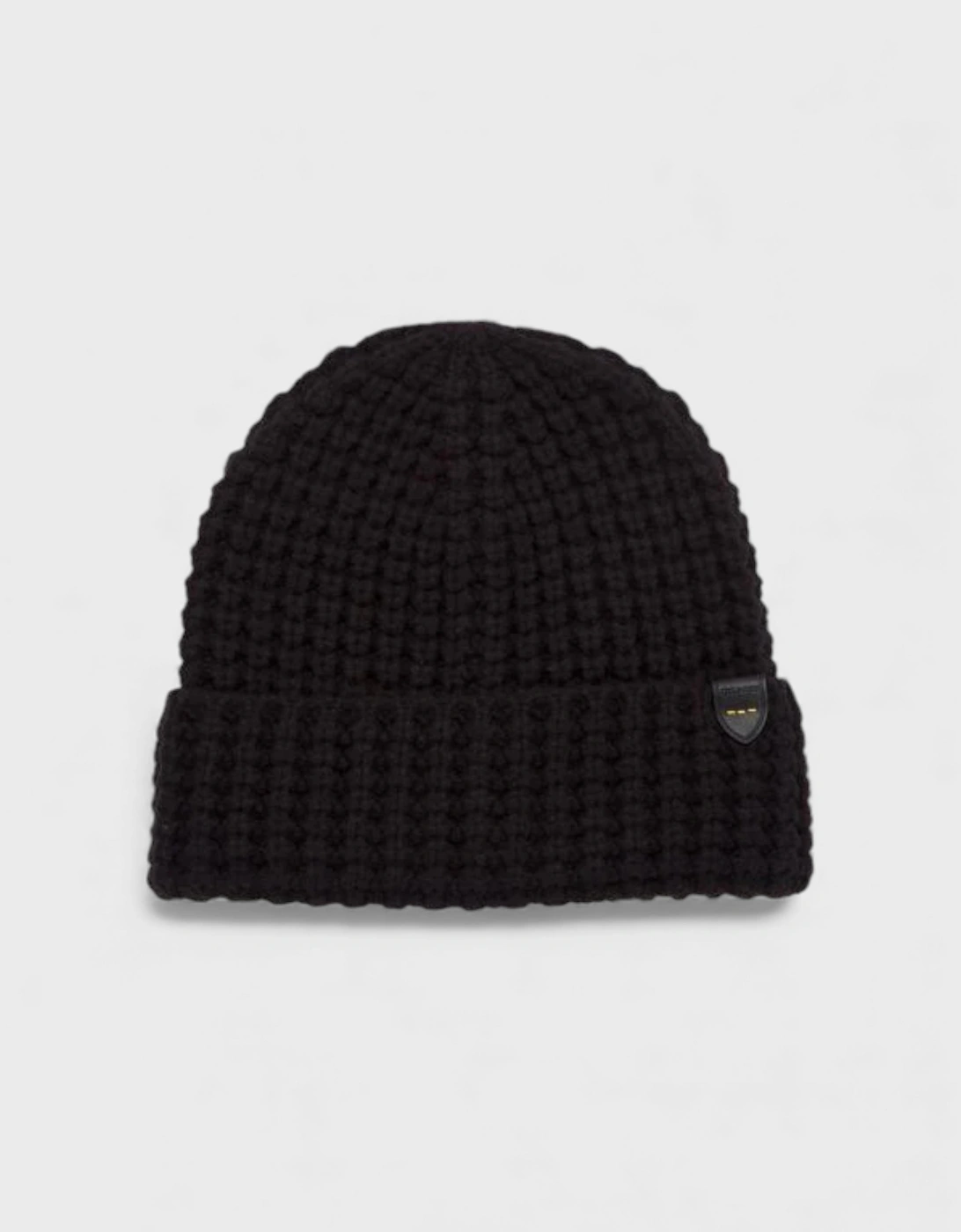 Coach Women's Black Waffle Knit Beanie Hat - Size: O/S