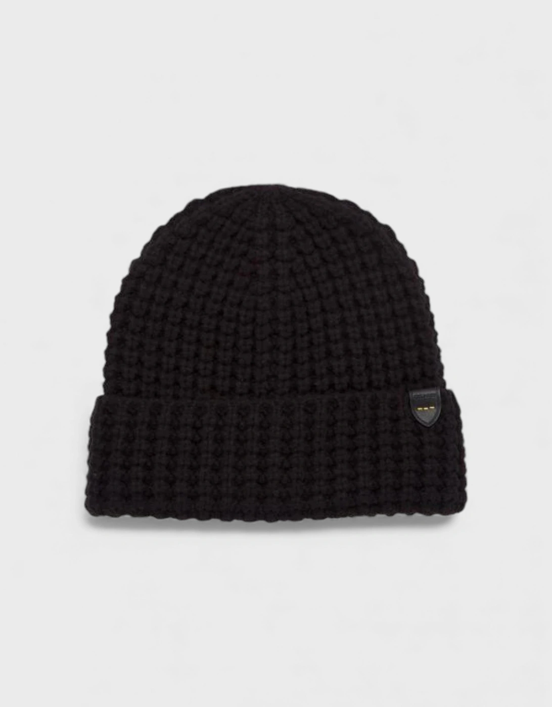 Waffle Knit Beanie Hat Black, 3 of 2
