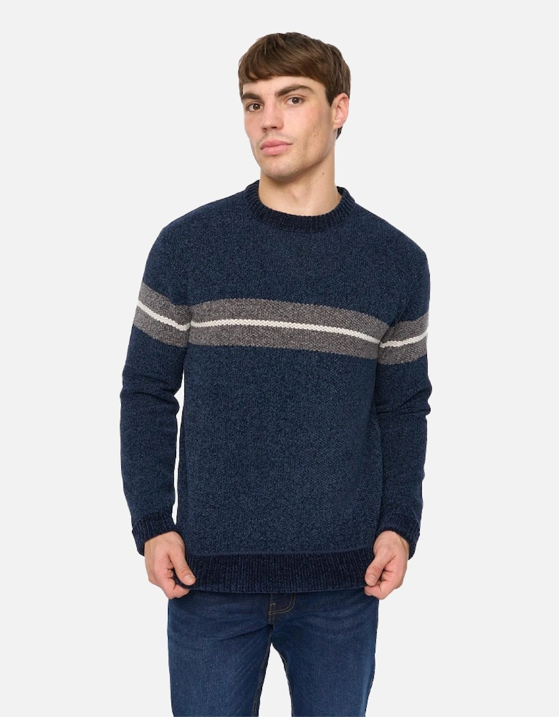 Mens Roundall Chenille Knitted Jumper, 4 of 3