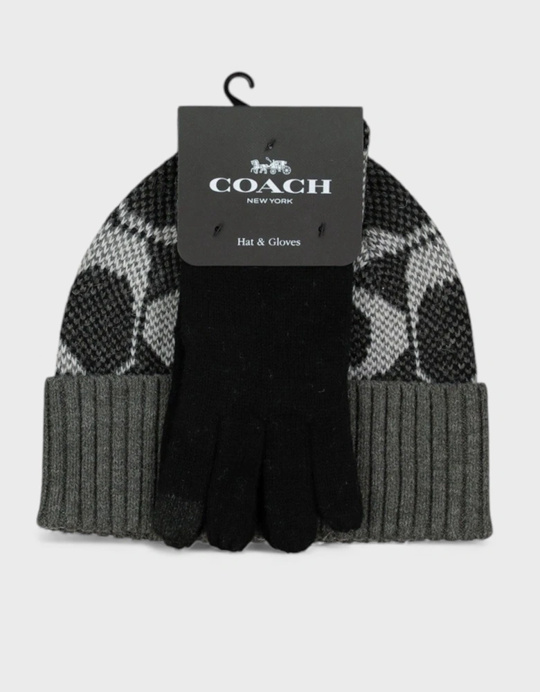 Signature Beanie and Gloves Gift Set Grey