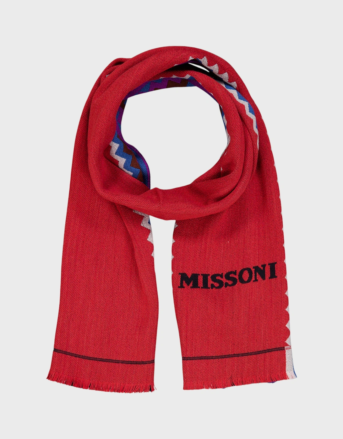 Missoni Missoni Wool Zigzag Multi Scarf Red