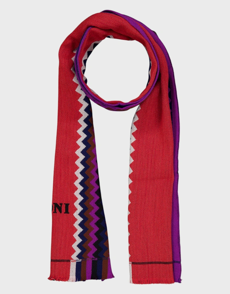 Wool Zigzag Multi Scarf Red