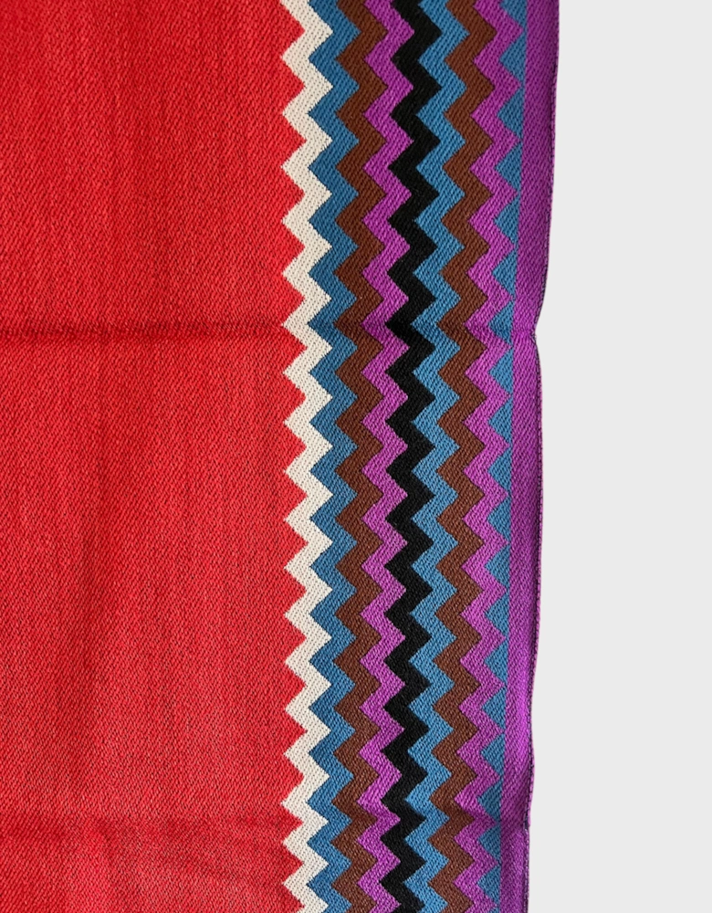 Wool Zigzag Multi Scarf Red