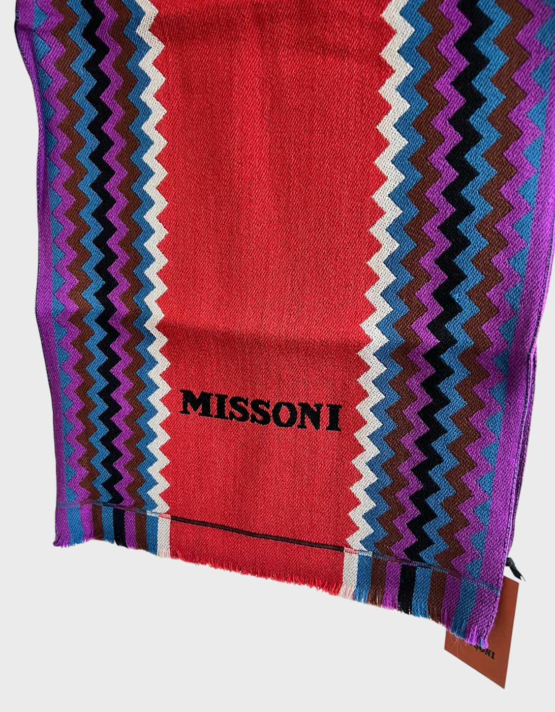 Wool Zigzag Multi Scarf Red