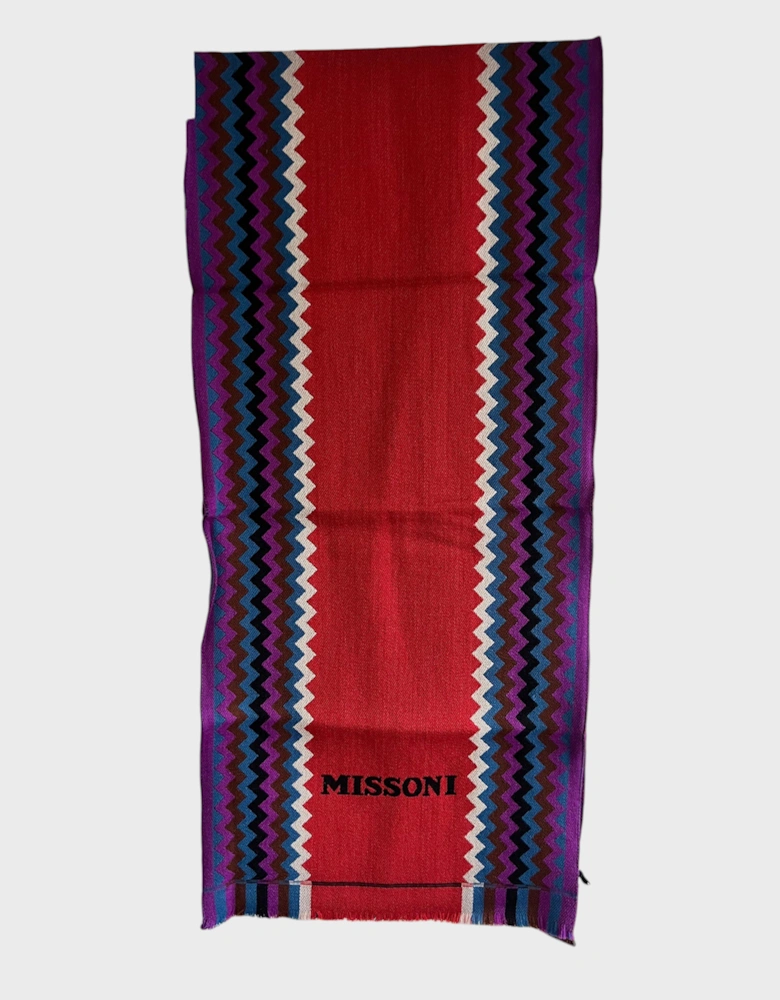 Wool Zigzag Multi Scarf Red