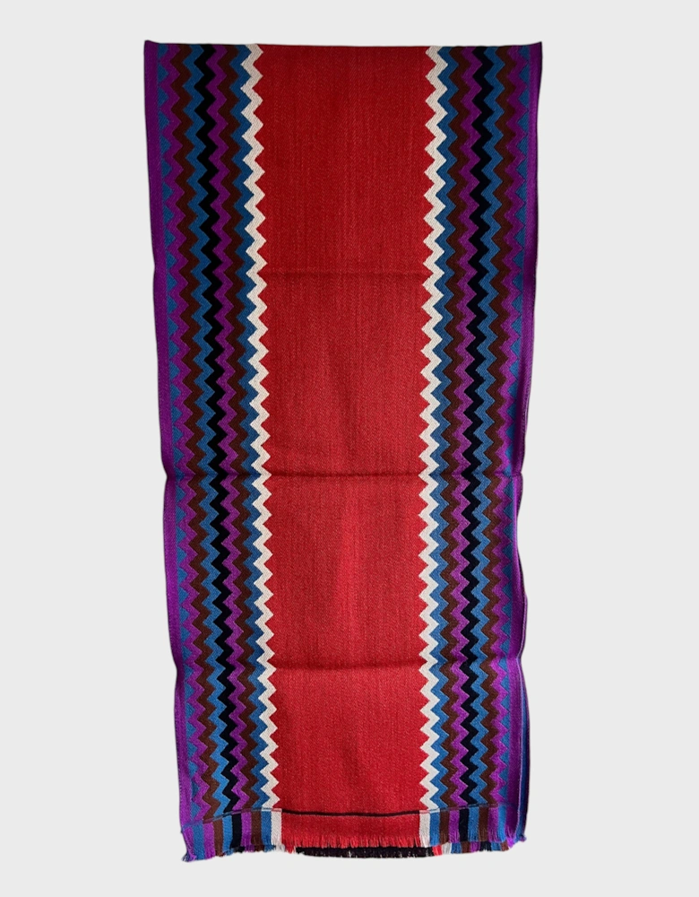 Wool Zigzag Multi Scarf Red