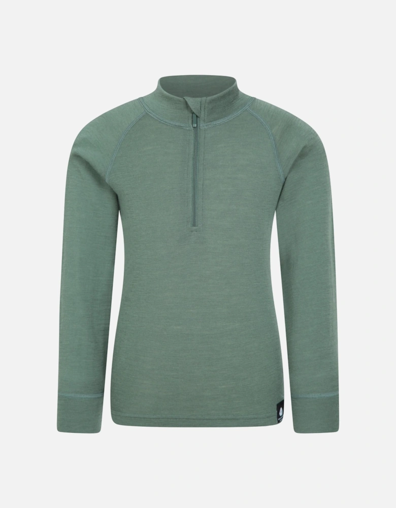 Childrens/Kids Merino Blend Half Zip Base Layer Top