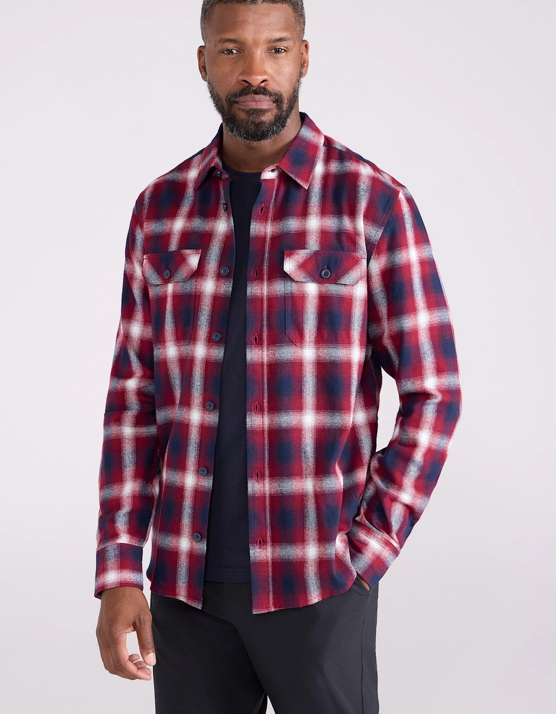 Men's Mountain Warehouse Mens Trace Flannel Long-Sleeved Shirt - Blue - Size: 40/Regular