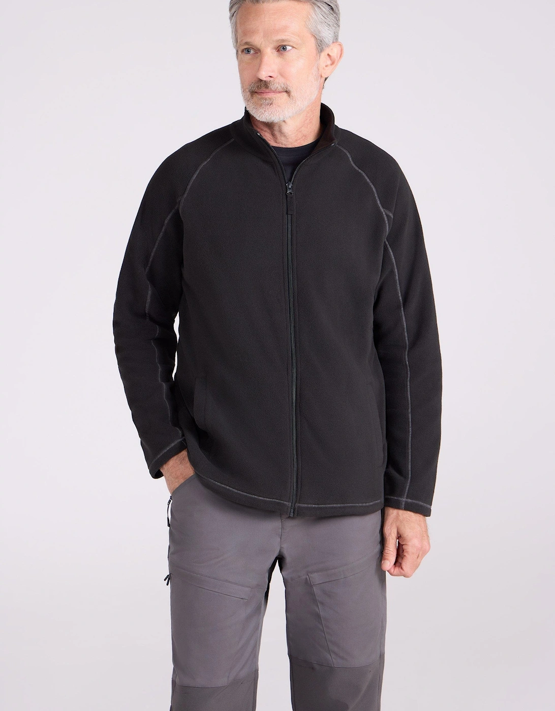 Men's Mountain Warehouse Mens Ashbourne Full Zip Fleece Jacket - Black - Size: 38