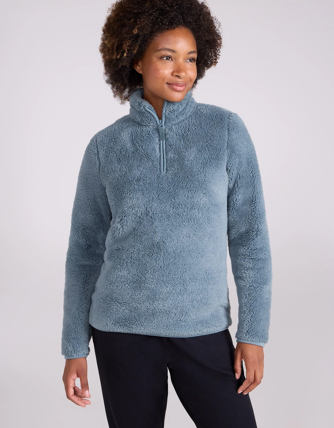 Womens/Ladies Teddy Fleece Quarter Zip Fleece Top, 2 of 1
