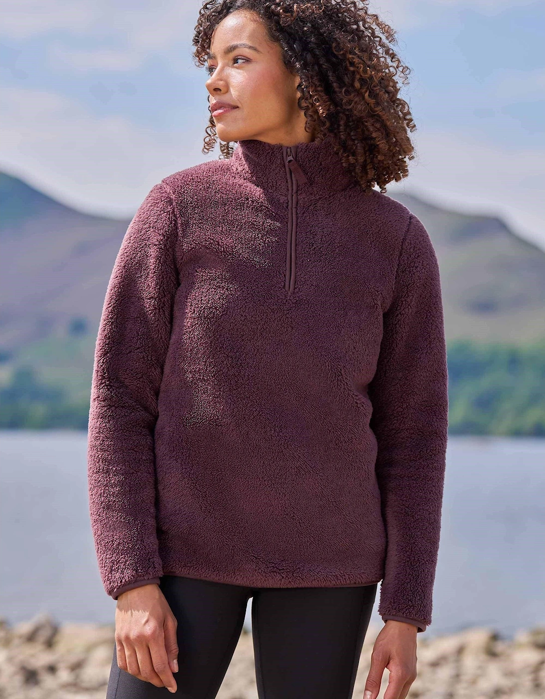 Womens/Ladies Teddy Fleece Quarter Zip Fleece Top, 2 of 1