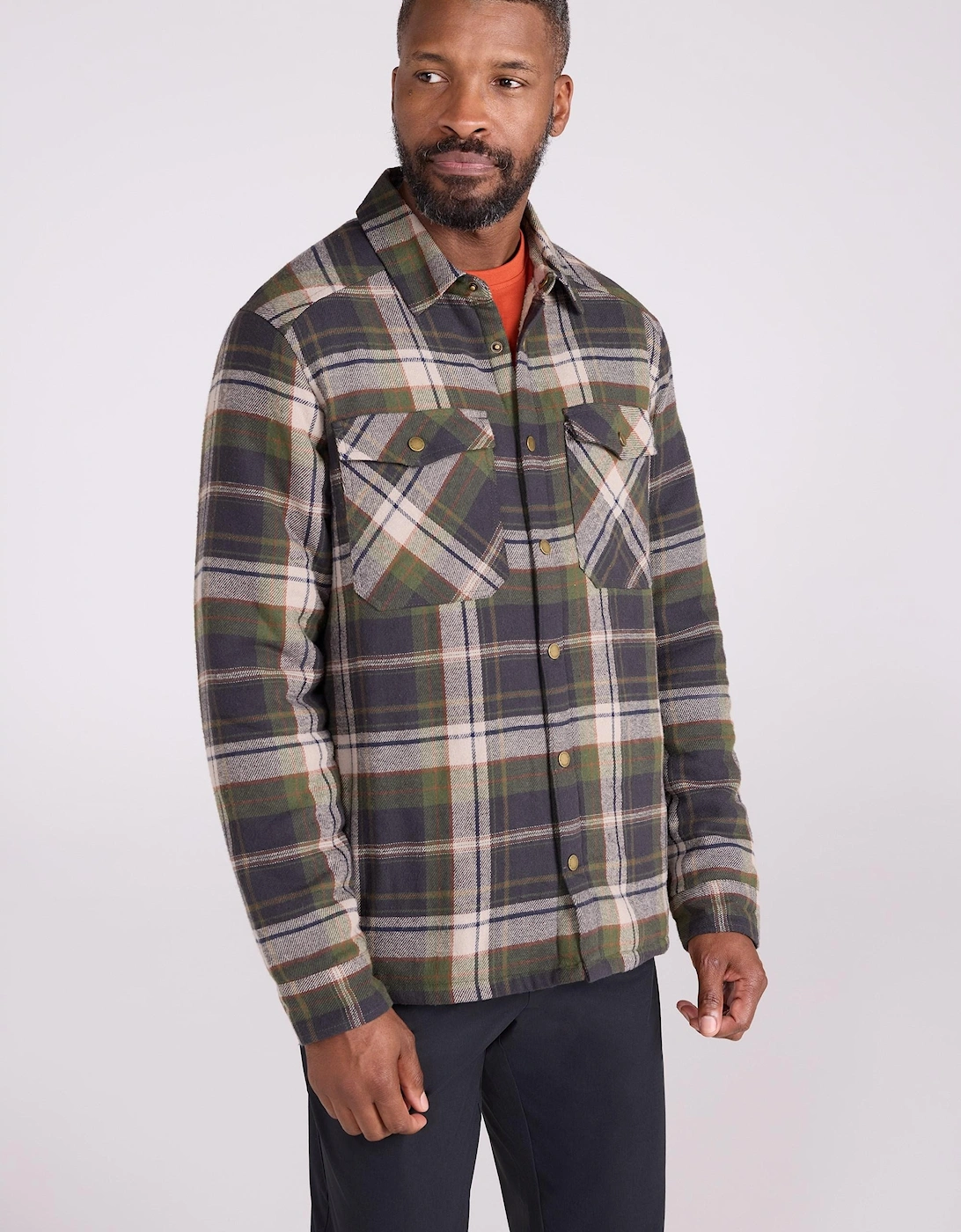 Mens Pinn Flannel Borg Lined Shirt, 2 of 1