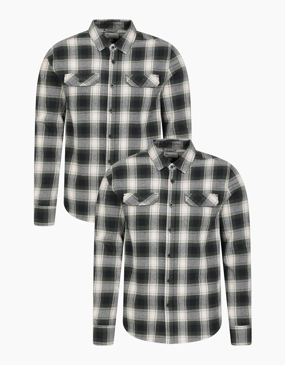 Mountain Warehouse Men's Green Trace Flannel Shirt (Pack Of 2)  42/Regular Xl
