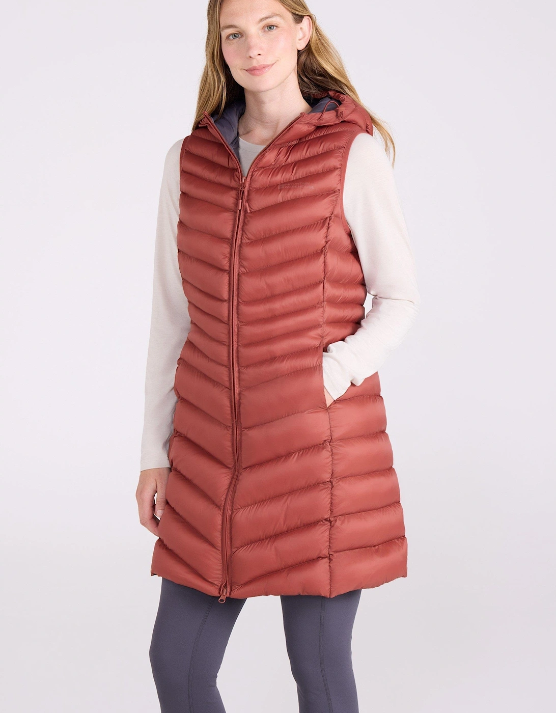 Mountain Warehouse Women's Red/Orange/Brown / Florence Padded Long Gilet - Size 10