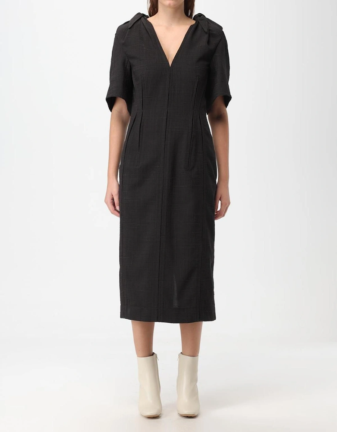 dress in checkered wool blend  - Coffee Dresses, 2 of 1