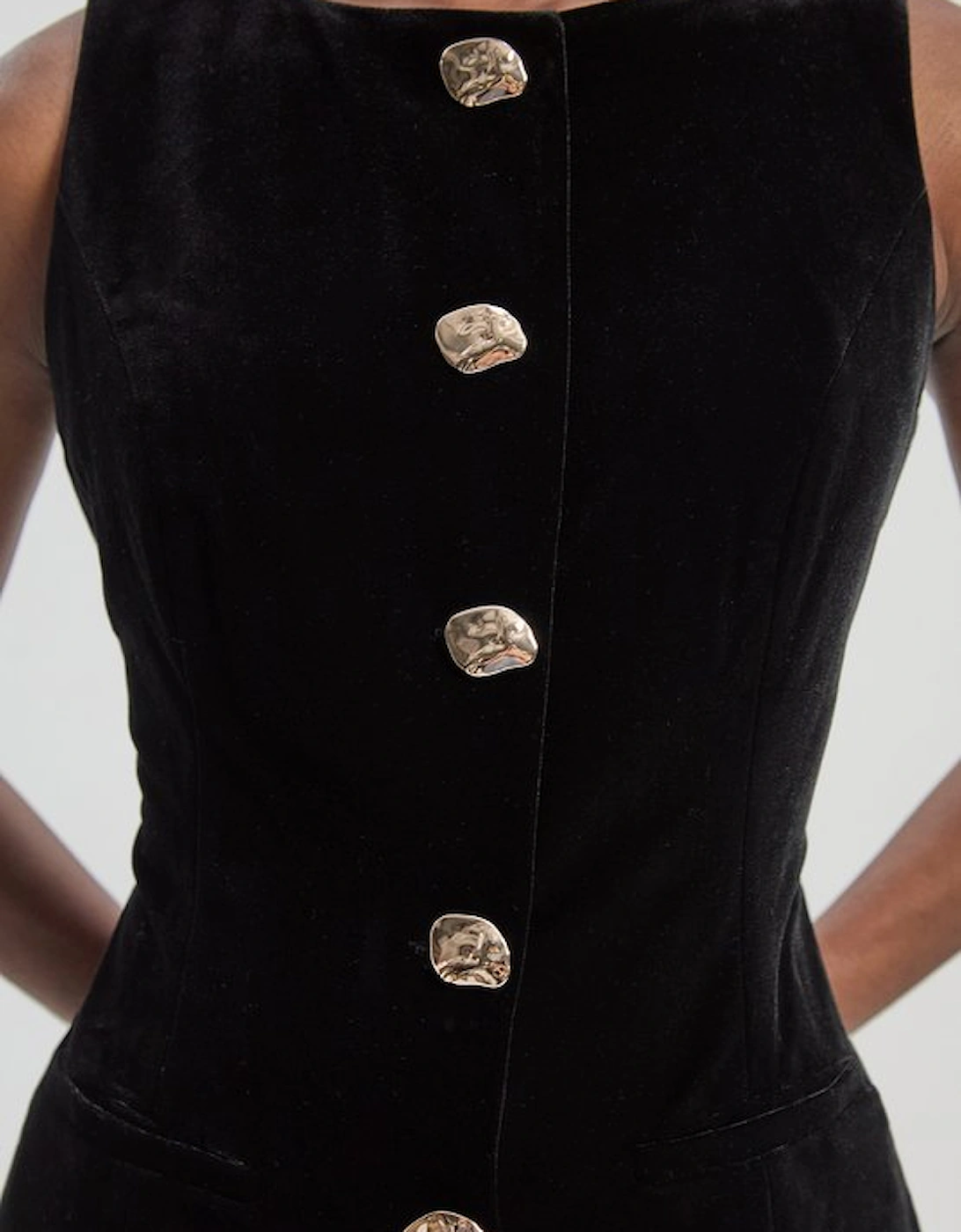 Tailored Velvet Statement Button Front Waistcoat