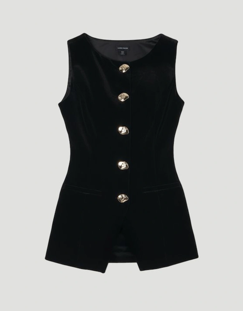 Tailored Velvet Statement Button Front Waistcoat