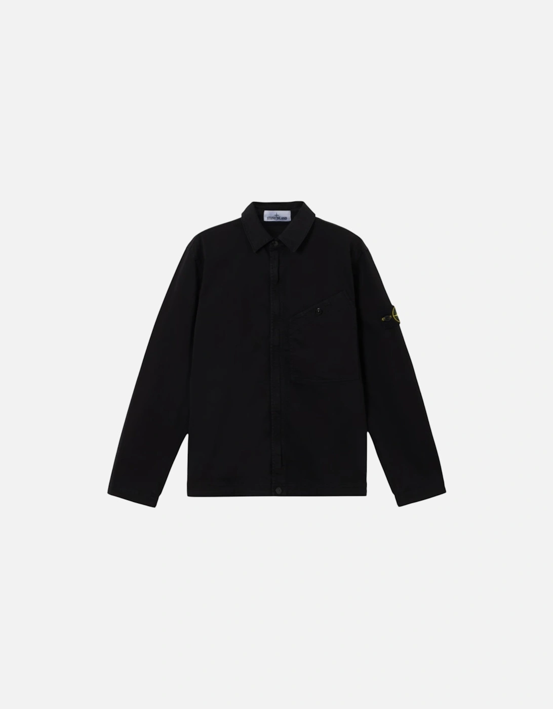 Stretch Organic Cotton Satin Black Overshirt, 3 of 2