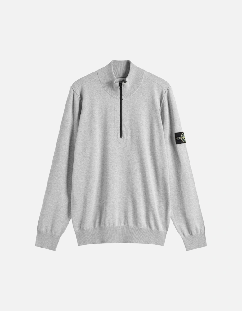 1/4 Zip Grey Ribbed Collar Thin Sweatshirt
