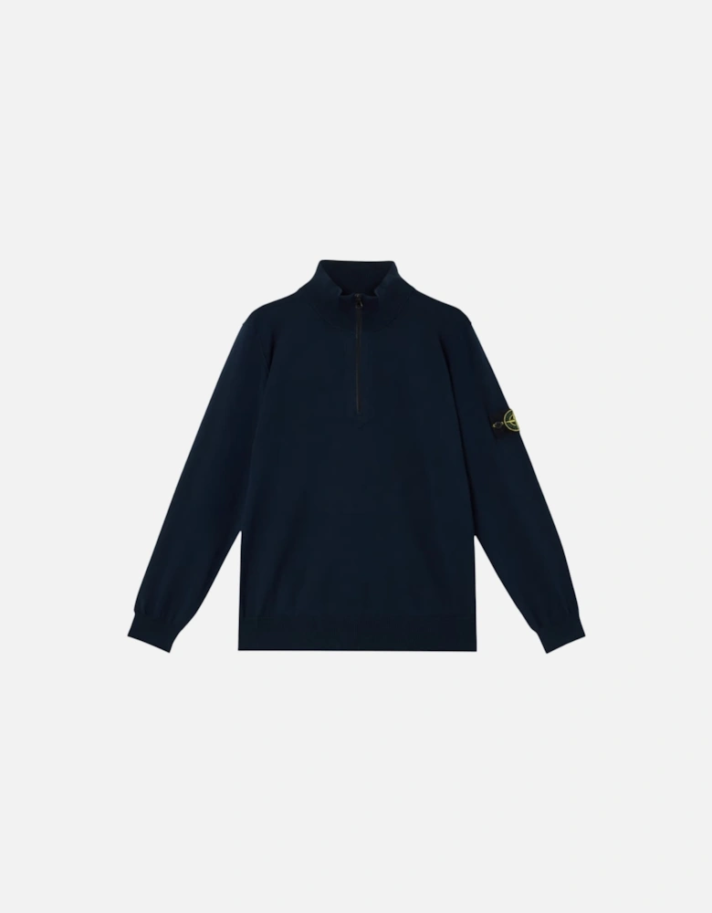 1/4 Zip Navy Ribbed Collar Sweatshirt
