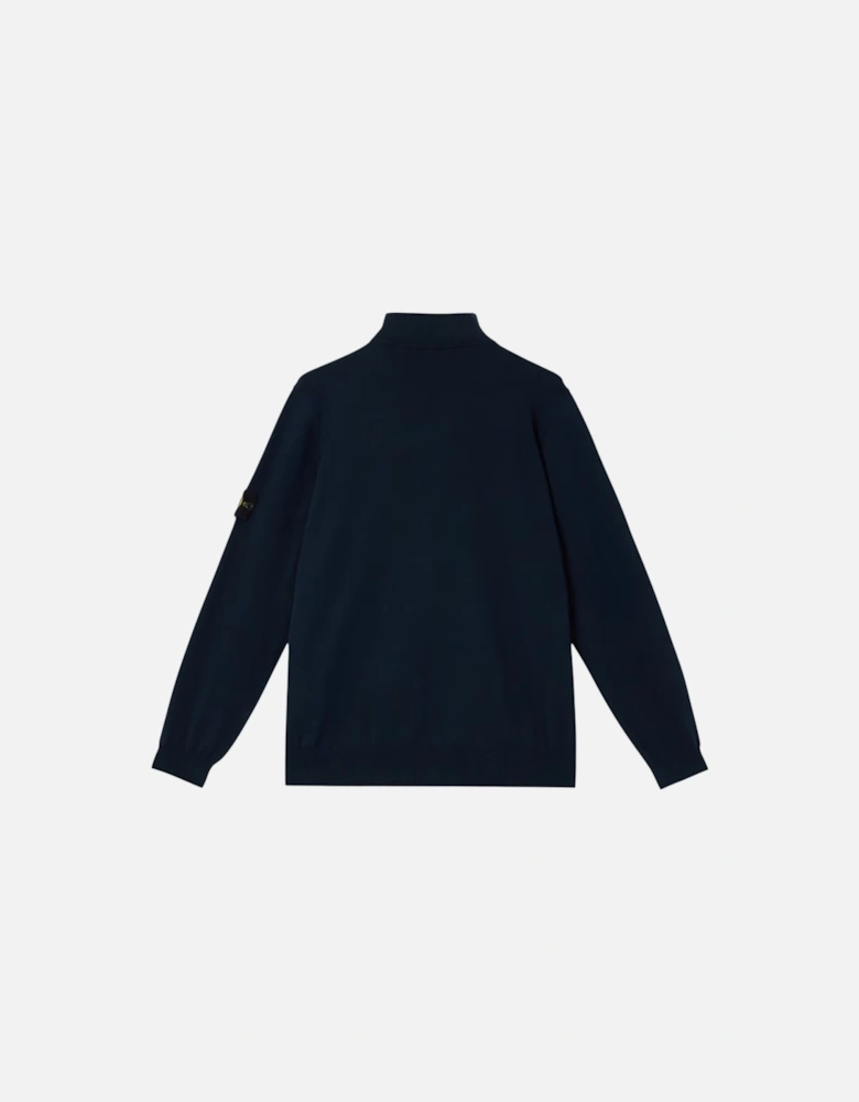 1/4 Zip Navy Ribbed Collar Sweatshirt