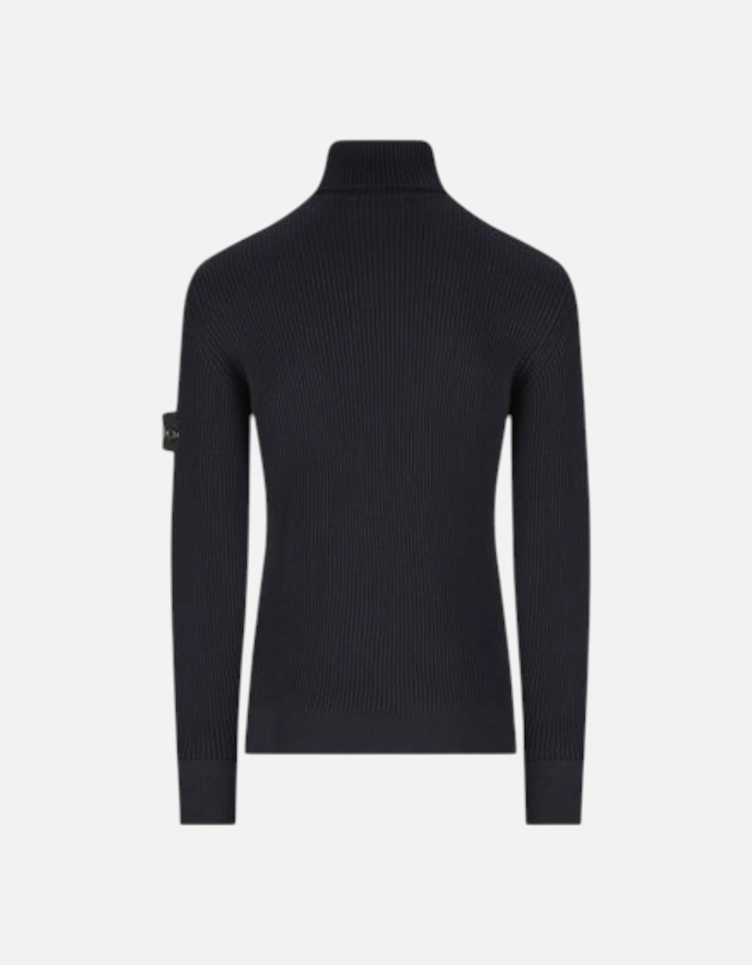 Navy Blue Full Rib Wool Turtleneck Sweatshirt