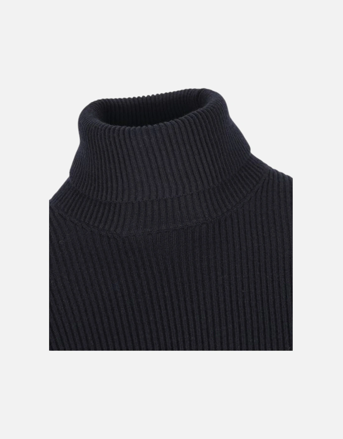 Navy Blue Full Rib Wool Turtleneck Sweatshirt