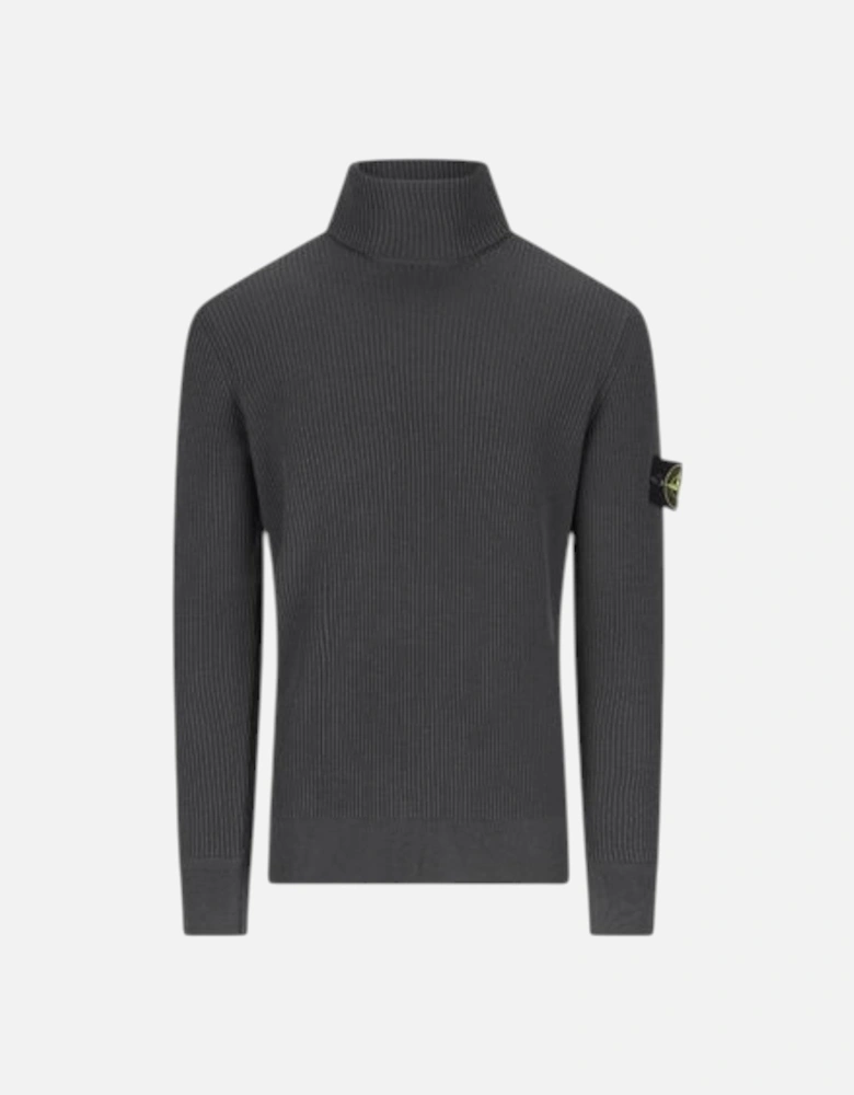 Lead Grey Full Rib Wool Turtleneck Sweatshirt
