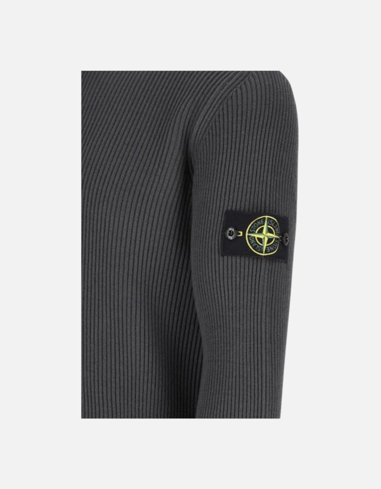 Lead Grey Full Rib Wool Turtleneck Sweatshirt