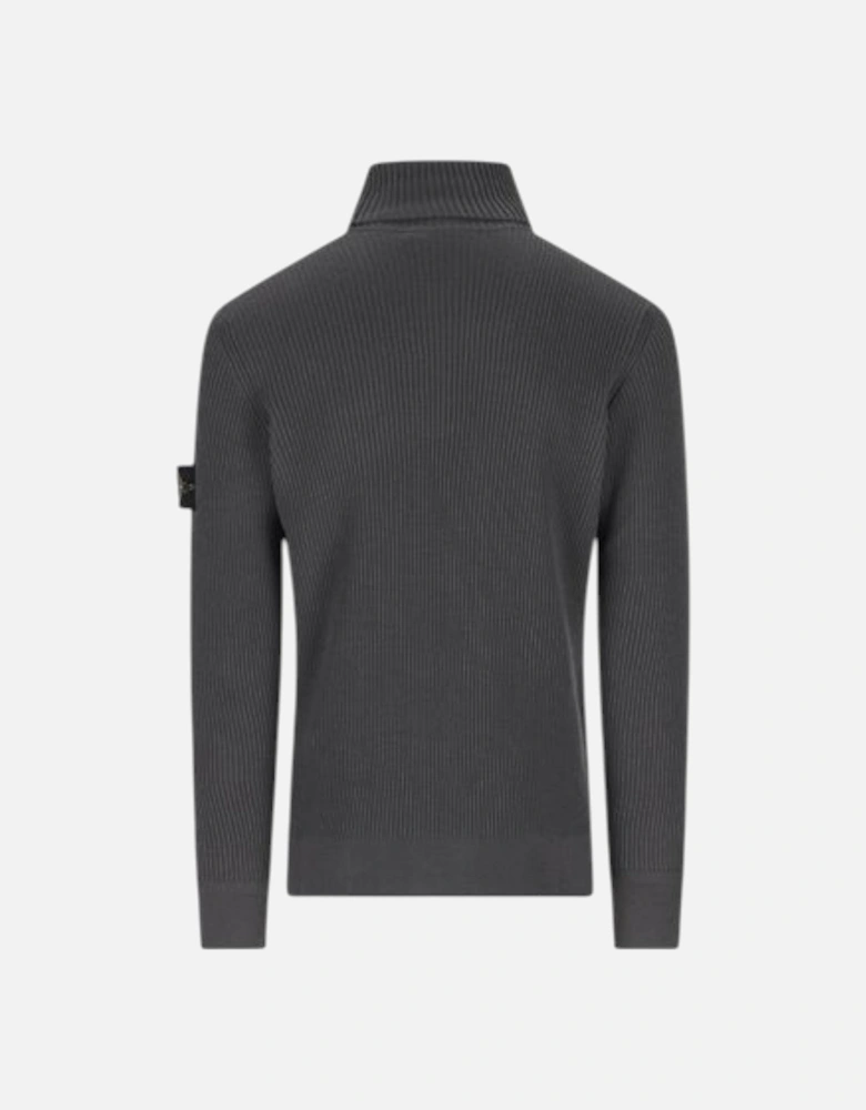 Lead Grey Full Rib Wool Turtleneck Sweatshirt