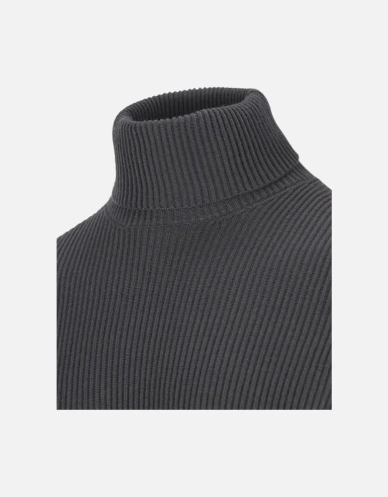 Lead Grey Full Rib Wool Turtleneck Sweatshirt