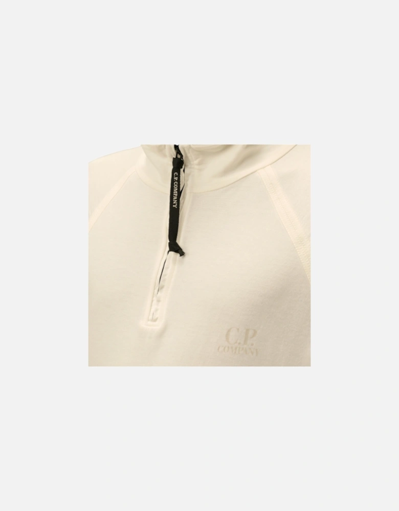 C.P. Company Light Fleece 1/4 Zip White Chest Logo Sweatshirt