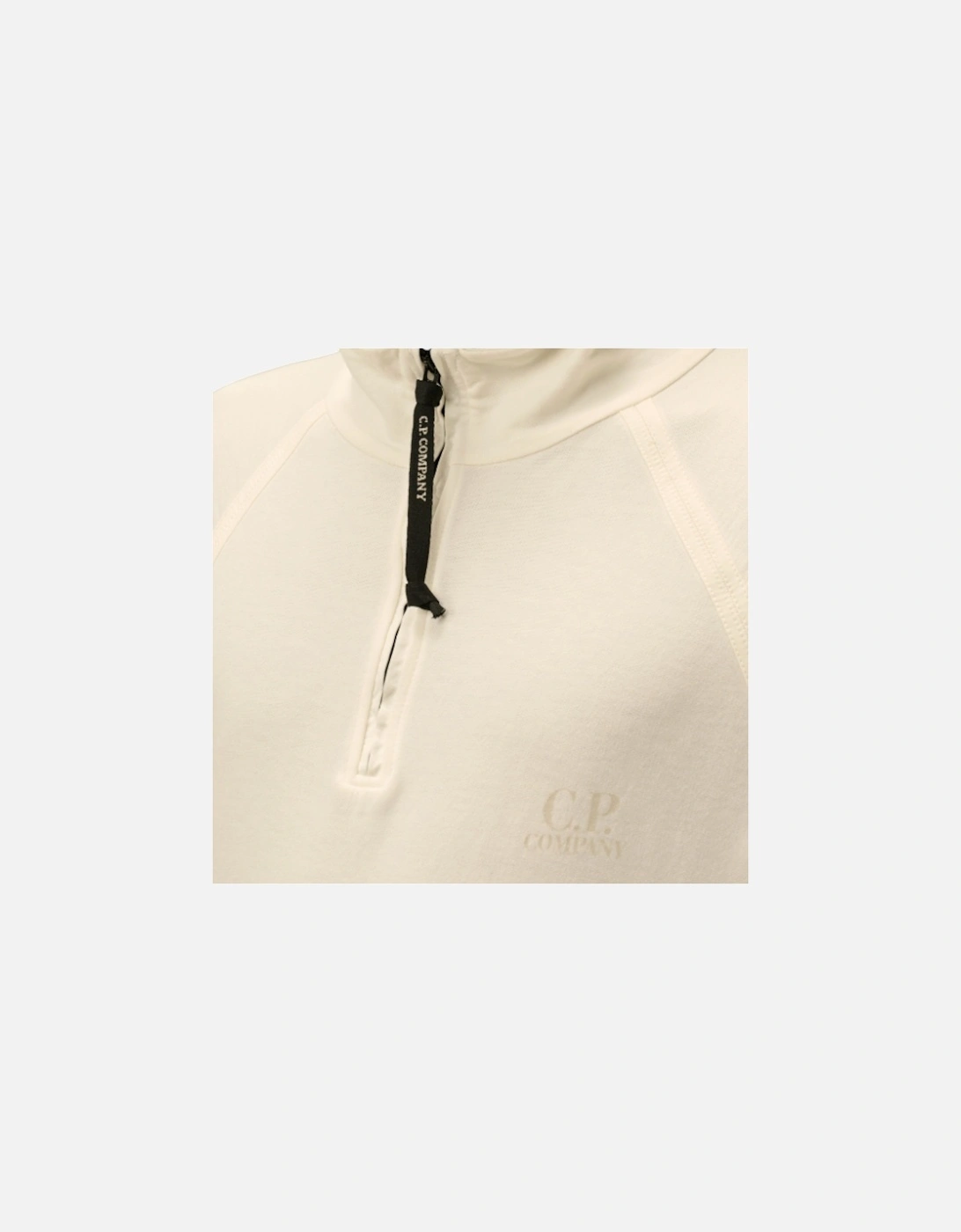 C.P. Company Light Fleece 1/4 Zip White Chest Logo Sweatshirt